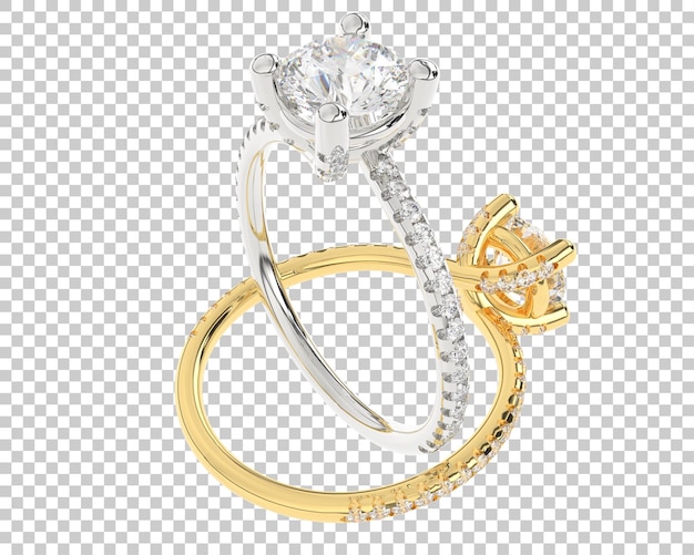 Anillo de diamantes de estudio aislado sobre fondo blanco Ilustración de renderizado 3d