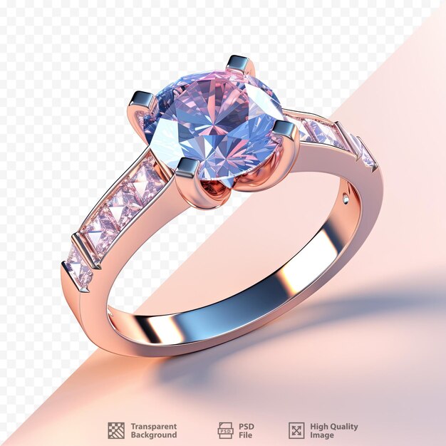 PSD un anillo de diamantes con un fondo rosa