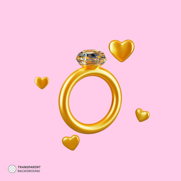 PSD anillo de diamantes icono 3d aislado