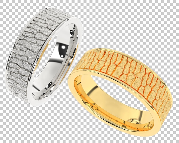 Anillo de diamantes en la ilustración de representación 3d de fondo transparente