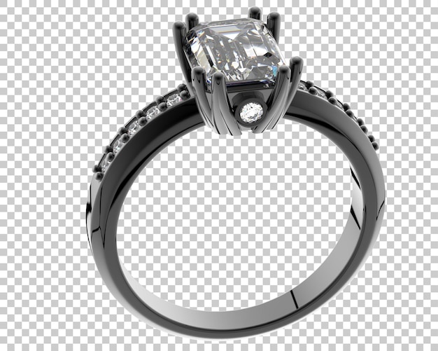 Anillo de diamantes en la ilustración de representación 3d de fondo transparente