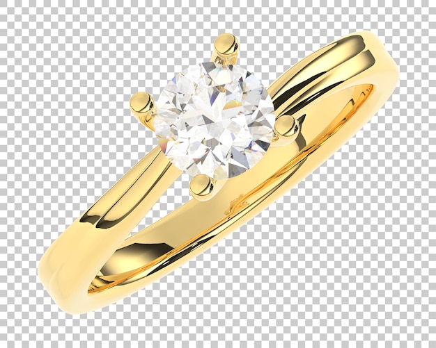 Anillo de diamantes en la ilustración de representación 3d de fondo transparente