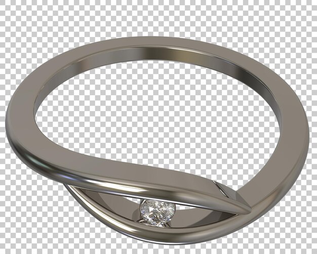 Anillo de diamantes en la ilustración de representación 3d de fondo transparente