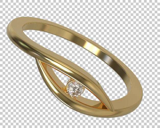 Anillo de diamantes en la ilustración de representación 3d de fondo transparente