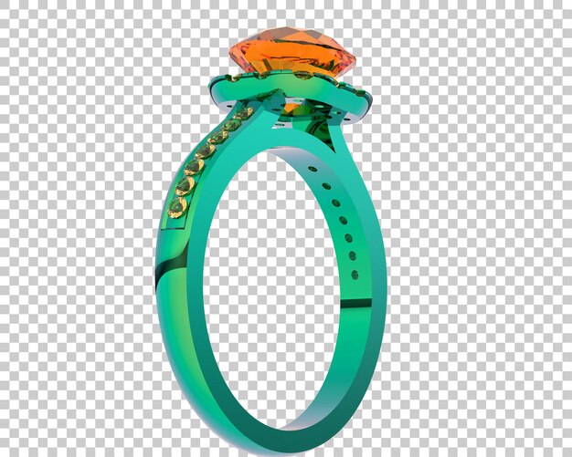 Anillo de diamantes en la ilustración de representación 3d de fondo transparente