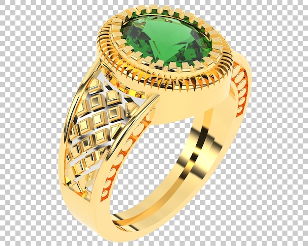 Anillo de diamantes en la ilustración de representación 3d de fondo transparente