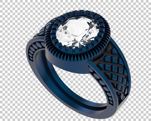 Anillo de diamantes en la ilustración de representación 3d de fondo transparente