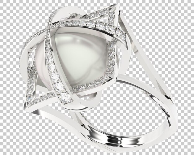 Anillo de diamantes en la ilustración de representación 3d de fondo transparente