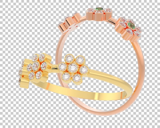 Anillo de diamantes en la ilustración de representación 3d de fondo transparente