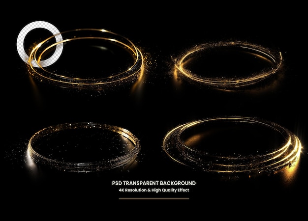 Anillo dorado PSD marco brillante de lujo Decoración navideña Fondo