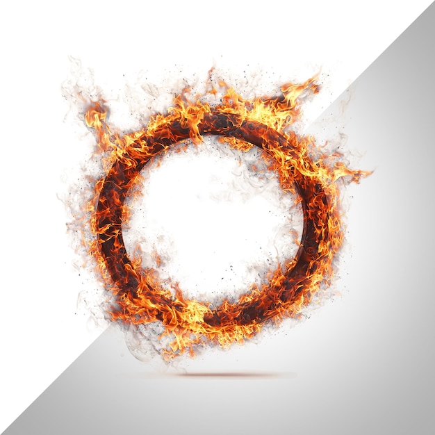 Anillo de fuego en llamas aislado sobre un fondo transparentepsd