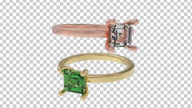 PSD un anillo de oro con un diamante verde y un diamante
