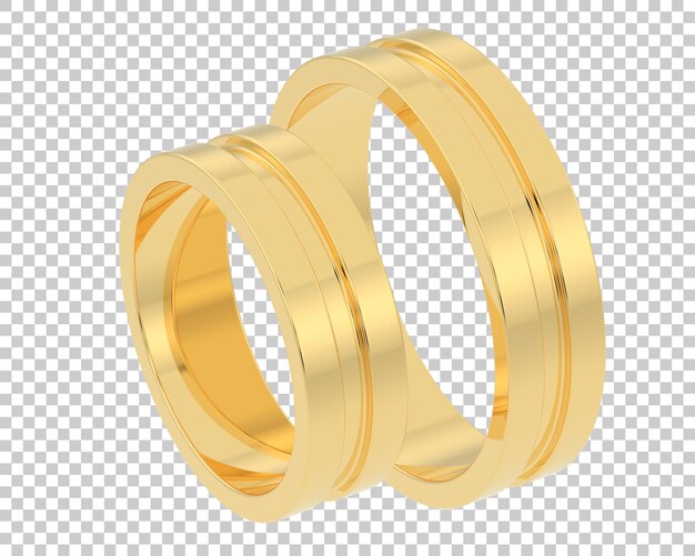 Anillo de oro en la ilustración de renderizado 3d de fondo transparente