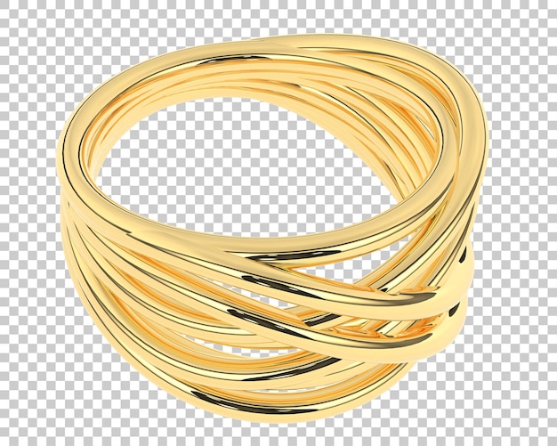 Anillo de oro en la ilustración de renderizado 3d de fondo transparente