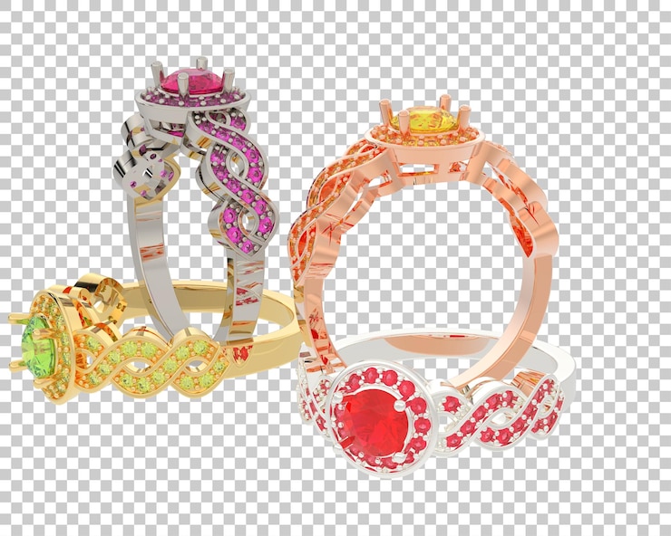PSD anillo de oro en la ilustración de renderizado 3d de fondo transparente