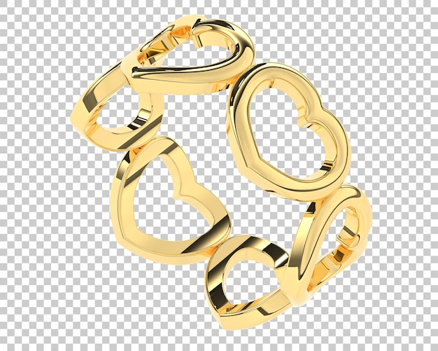 Anillo de oro en la ilustración de renderizado 3d de fondo transparente