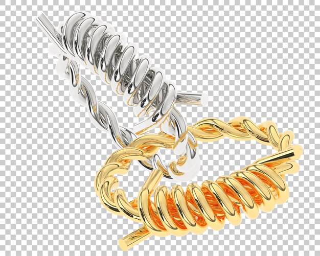 Anillo de oro en la ilustración de renderizado 3d de fondo transparente