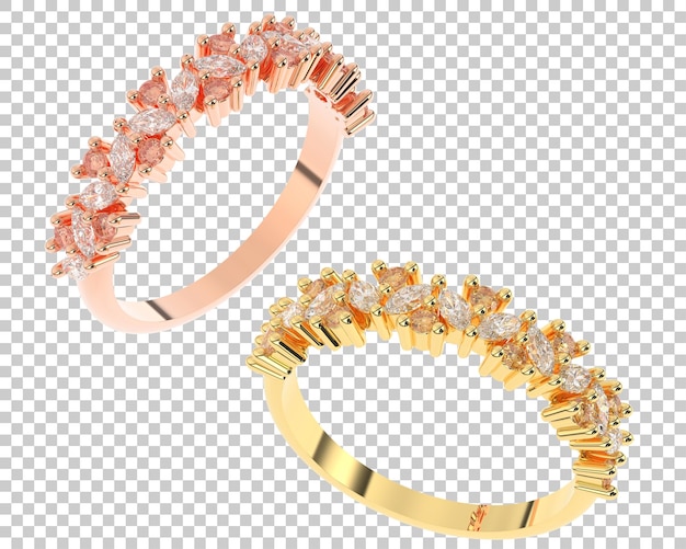 Anillo de oro en la ilustración de renderizado 3d de fondo transparente
