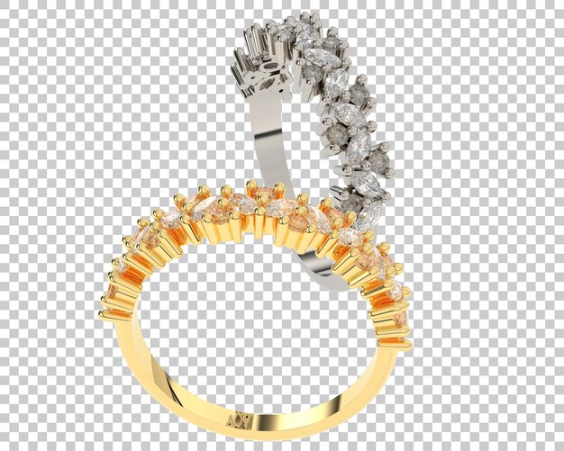 Anillo de oro en la ilustración de renderizado 3d de fondo transparente