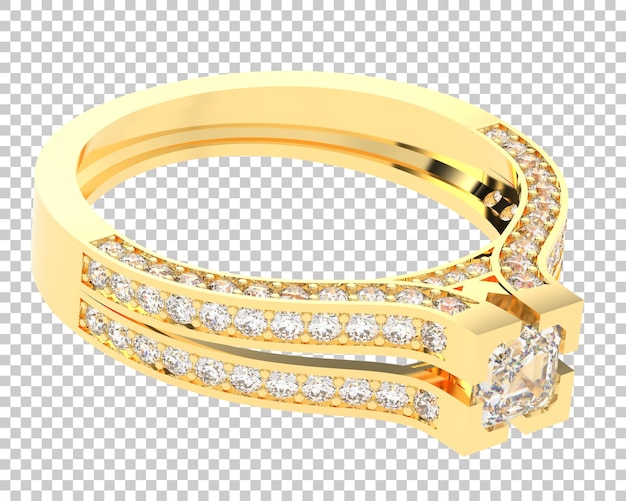 Anillo de oro en la ilustración de renderizado 3d de fondo transparente