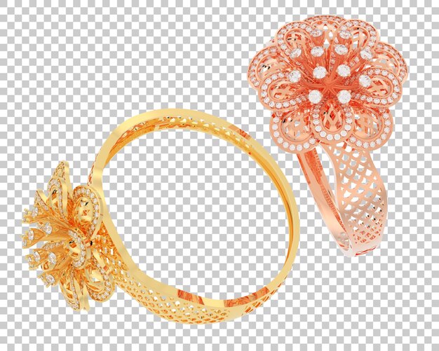 Anillo de oro en la ilustración de renderizado 3d de fondo transparente