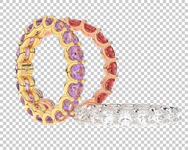 Anillo de oro en la ilustración de renderizado 3d de fondo transparente