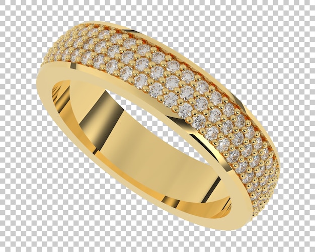 Anillo de oro en la ilustración de renderizado 3d de fondo transparente