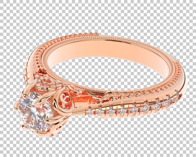 Anillo de oro en la ilustración de renderizado 3d de fondo transparente