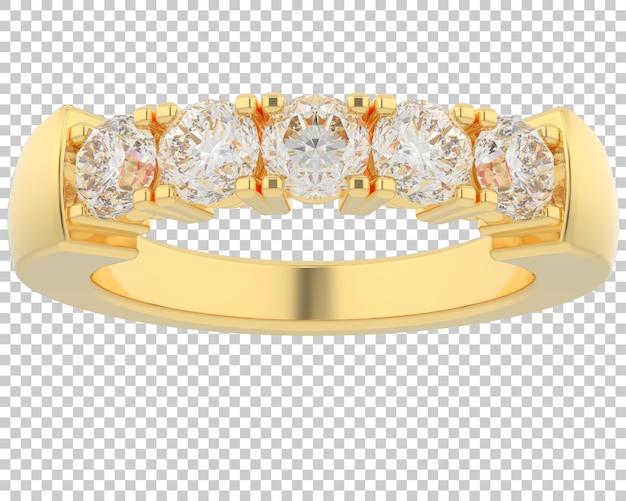 Anillo de oro en la ilustración de renderizado 3d de fondo transparente