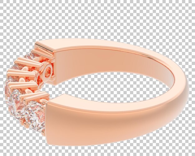 Anillo de oro en la ilustración de renderizado 3d de fondo transparente