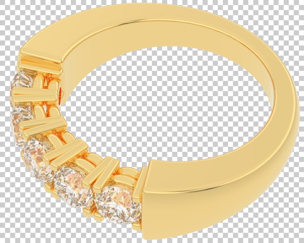 Anillo de oro en la ilustración de renderizado 3d de fondo transparente