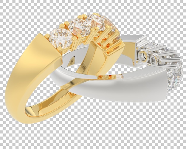 Anillo de oro en la ilustración de renderizado 3d de fondo transparente