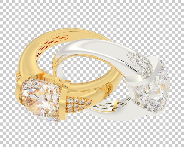 Anillo de oro en la ilustración de renderizado 3d de fondo transparente