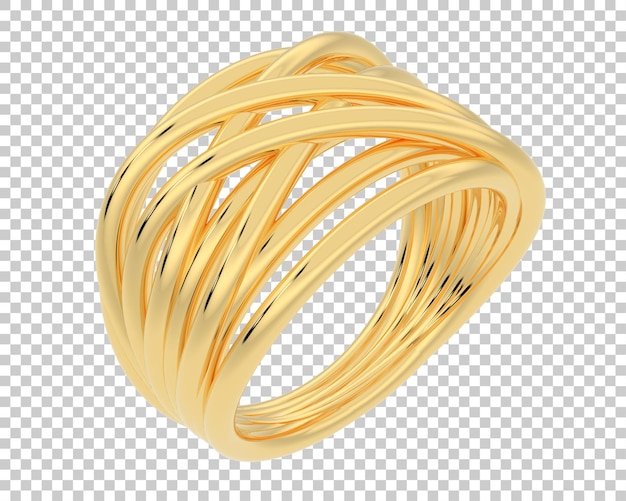 Anillo de oro en la ilustración de renderizado 3d de fondo transparente