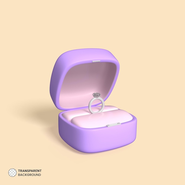 PSD anillo de oro y joyero icono aislado 3d render ilustración