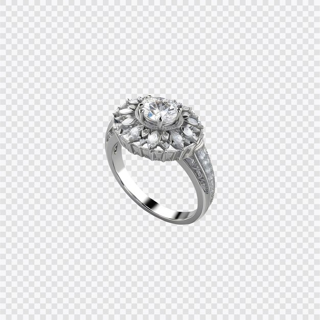 Anillo plateado aislado sobre un fondo transparente
