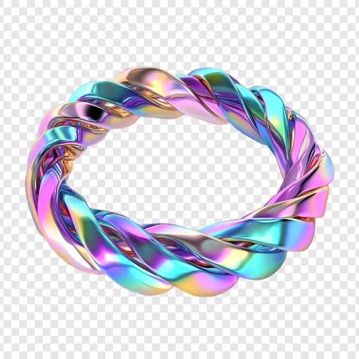 PSD anillo retorcido iridescente diseño abstracto arte moderno
