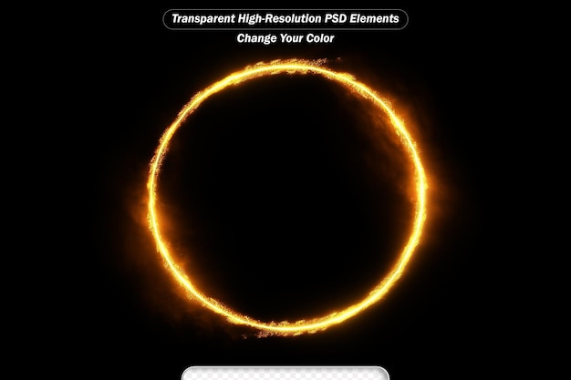 PSD anillo rojo amarillo ardiente sobre un fondo negro círculo abstracto de llama solar