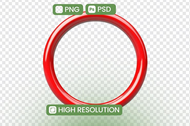PSD anillo rojo crea espacio circular vacío con fondo transparente concepto de diseño minimalista