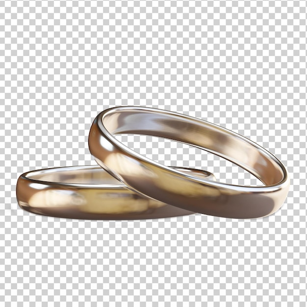 Anillos de boda 3D completamente aislados