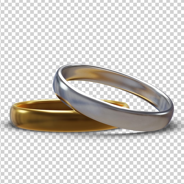Anillos de boda 3D completamente aislados