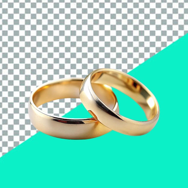 PSD anillos de boda de oro 3d ilustración realista para el compromiso