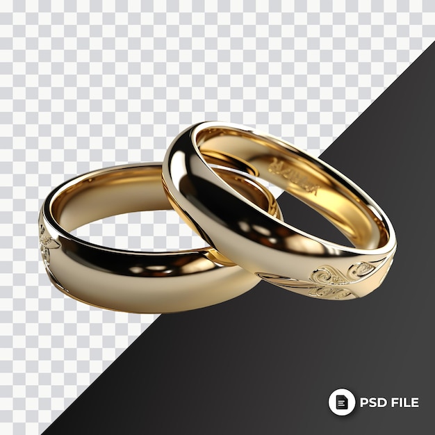 PSD anillos de bodas de oro par realista