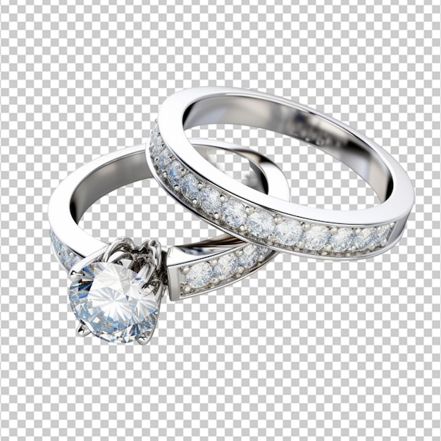 PSD anillos de diamantes sobre fondo blanco hermoso anillo de compromiso de oro con un diamante cortado