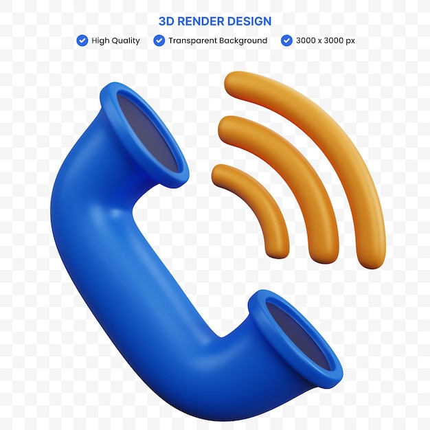 Anillos de llamada telefónica de renderizado 3d aislados