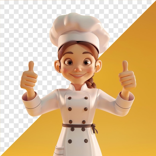 PSD animação 3d de um chef em fundo transparente