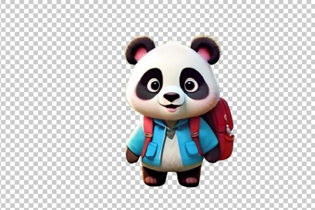 PSD animação de desenho animado bebê panda com mochila