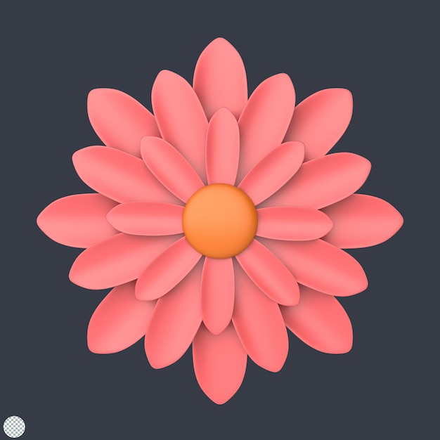 PSD animación en 3d girando una flor colorida