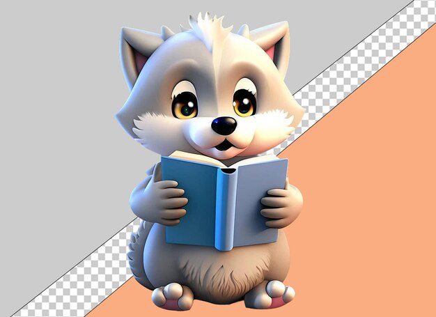 PSD animais de leitura 3d caprichosos