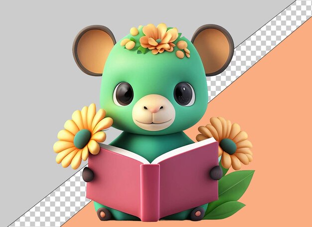 Animais de leitura 3d caprichosos